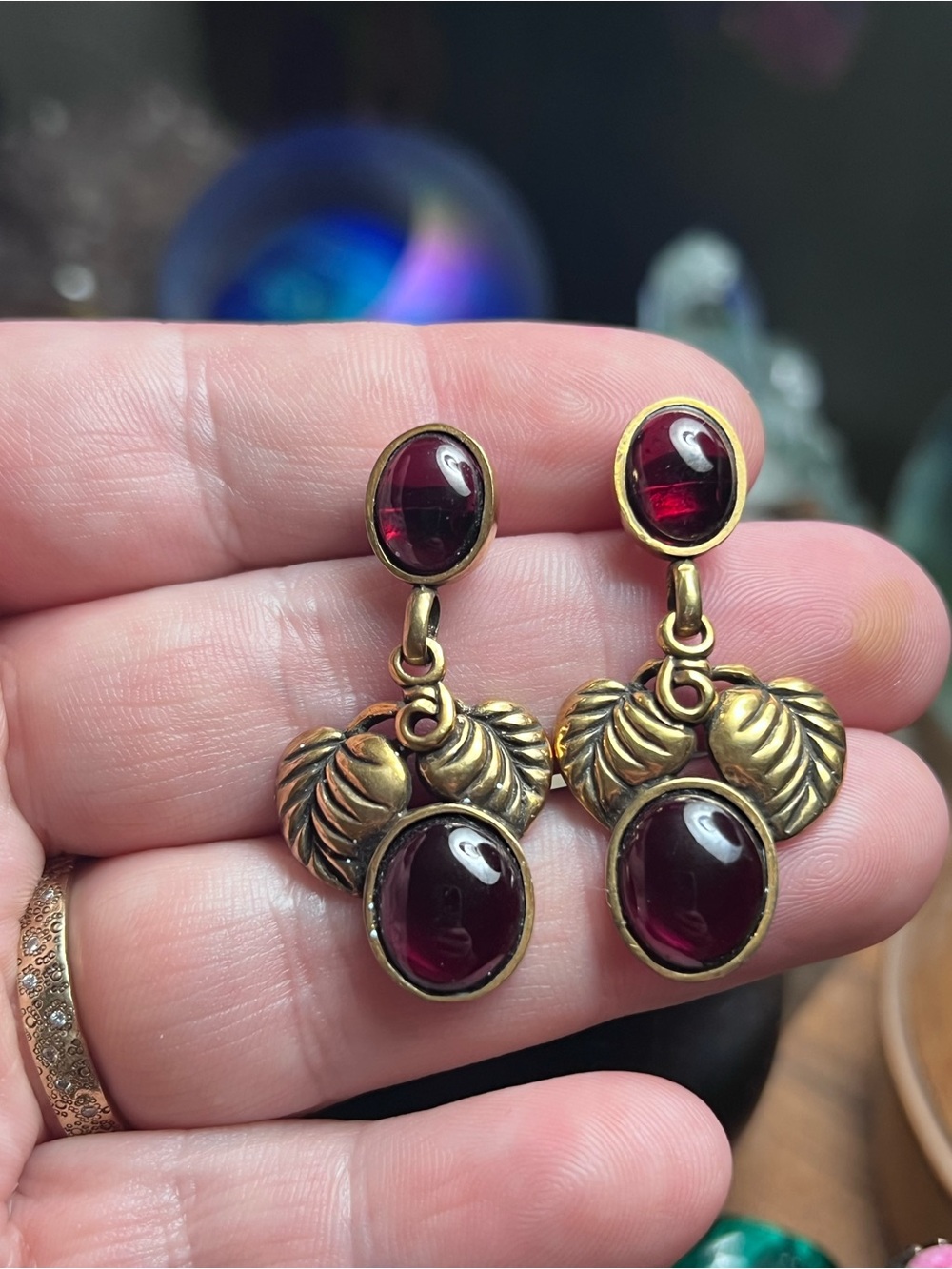 Vintage MFA vermeil garnet earrings